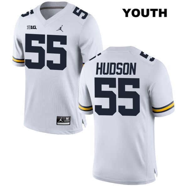 Youth NCAA Michigan Wolverines James Hudson #55 White Jordan Brand Authentic Stitched Football College Jersey TX25D14KP